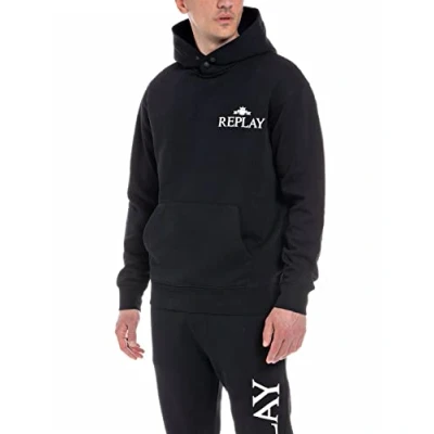 Image of REPLAY Men&#039;s M6531 Hooded Sweatshirt, Black 098, 3XL