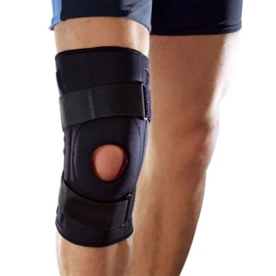 Image of XL Black Neoprene Adjustable Open Knee Patella Support Sleeve Wrap Stabilizer