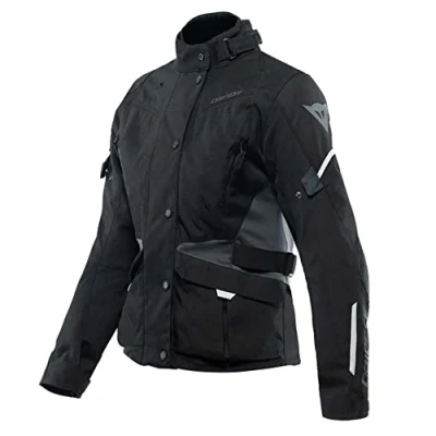 Image of Dainese Tempest 3 D Dry Lady, Women&#039;s Motorcycle Touring Jacket, Waterproof Removable Thermal Lining, Protections On Shoulders And Elbows, Black/Black/Ebony, 46