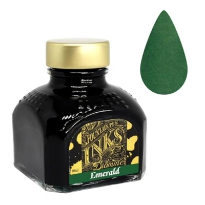 Image of Diamine 80ml Emerald fountain pen ink bottle