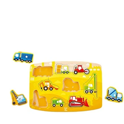 Image of Hape HAP E1407 Baustellenpuzzle Construction Peg Puzzle, Multi Colour