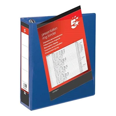 Image of 5 Star Presentation Ring Binder PVC 4 D 50mm Size A4 Blue [Pack 10]