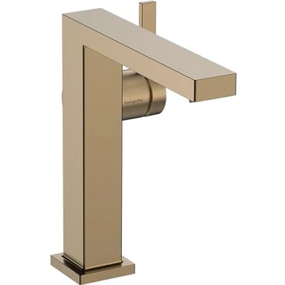 Image of hansgrohe Tecturis E Fine bathroom tap without waste, energy saving (CoolStart), sink with spout height 150 mm, basin mixer water (EcoSmart+), brushed bronze, 73041140