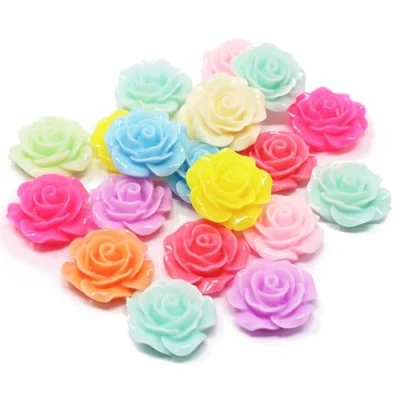 Image of Wedding Touches 20x Multicoloured 20mm Resin Rose Shabby Chic Flatbacks Craft Cardmaking Embellishments