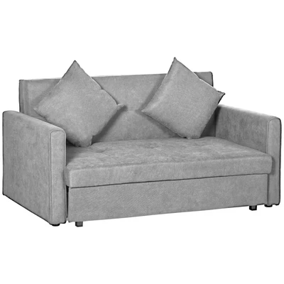Image of HOMCOM 2 Seater Sofa Bed Convertible Settee with Cushions Storage Light Grey 839 845V70GY