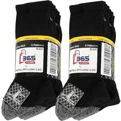 Image of 10 Pair&#039;s Men&#039;s BLACK Winter Warm Work Socks Cushioned Sole Reinforced Heel Toe Size 6 11 (10 Pairs)