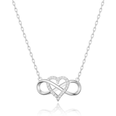Image of Philip Jones Silver Plated Infinity Heart Necklace Created with Zircondia® Crystals
