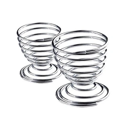 Image of Metal Egg Cup Spiral Kitchen Breakfast Hard Boiled Spring Holder