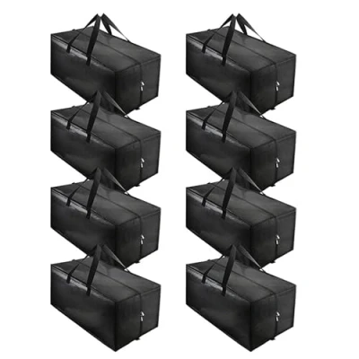 Image of YZK 8 Pack Moving bags Extra Large Strong, Boxes Heavy Duty, Strong Packing for House Essentials, moving, Water Resistant, Space Saving, Reusable(Black)