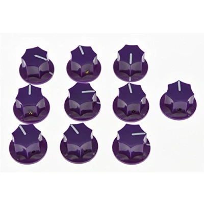Image of KAISH 10x Purple Brass Insert USA Spec 1/4&quot; Large J Bass Knob Effect Pedal Knobs for Jazz