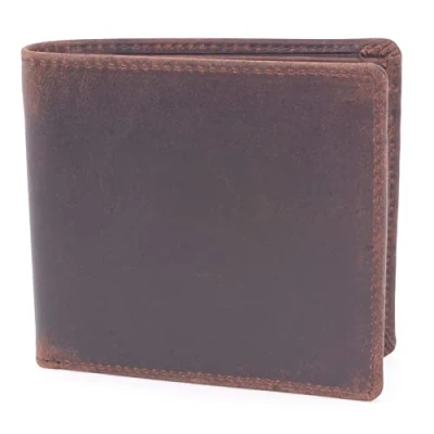 Image of Bucklestone Men&#039;s Small Bifold Leather Wallet RFID Protected 10 Credit Card Slots and Notes Section Gift Boxed Oxford Dark Brown