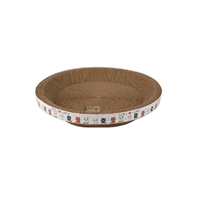 Image of Round Cat Scratching Board Toy Funny Claw Grinder Corrugated Paper Kitten Bed Wear Resistant Scratcher Nest For Cats Cardboard House Large Refill
