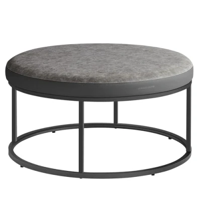 Image of SONGMICS HOME LUIZ Collection Ottoman, Round Coffee, Footstool, Reversible Top, Padded Seat, Side Table, Minimalist, Steel Frame, Holds up to 300 kg, for Living Room, Dove Grey LOM078G51, 78D