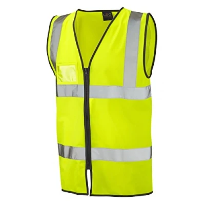 Image of Leo Workwear Rumsam ISO 20471 Class 2 High Visibility Zipped Waistcoat with ID Pocket, X Large, Hi Vis Yellow