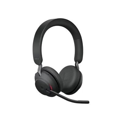 Image of Jabra Evolve2 65 Wireless PC Headset With Charging Stand Noise Cancelling Microsoft Teams Certified Stereo Headphones Long Lasting Battery USB A Bluetooth Adapter Black