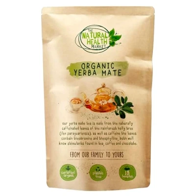 Image of Organic Yerba Mate Tea Bags by The Natural Health Market Plastic Free Product A Powerful Stimulant Containing Vitamins &amp; Minerals (15 Bags)