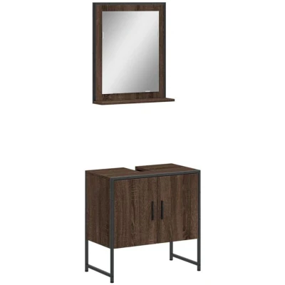 Image of vidaXL 2 Piece Bathroom Cabinet Set Brown Oak Engineered Wood