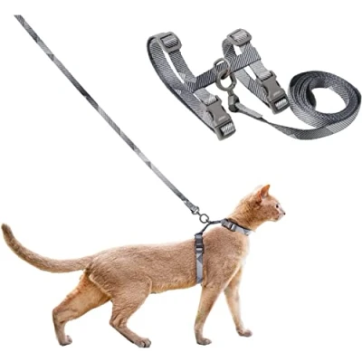 Image of pidan Cat Harness &amp; Leash Set, Cats Escape Proof Adjustable Kitten for Large Small Cats, Lightweight Soft Walking Travel Petsafe Grey,Neck Girth 7.8&#039;&#039; 12.2&#039;&#039;, Chest 10.2&#039;&#039; 16.9&#039;&#039;