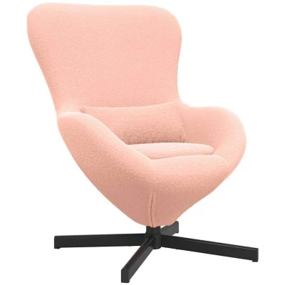 Image of vidaXL Egg Chair Pink Curly Wool like Fabric