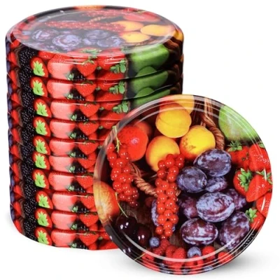 Image of KADAX Jar Lids Ø 66 mm, Secure Metal with Four Threads, Seals Replacement, Twist Off Closure for Pickling, Preserving (Fruits, Set of 10)