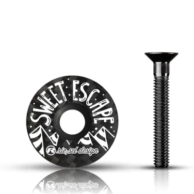 Image of Riesel Design STEM Cap Top of the Range Carbon Bike Steering + Anodised Aluminium Screw 6 g Size 1 1/8 Inch Vanlife
