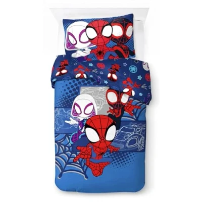 Image of Jay Franco Marvel Spidey &amp; His Amazing Friends Vroom 100% Cotton Single Duvet Cover Set Includes 50 x 70 cm Pillowcase