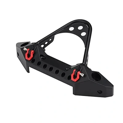 Image of RC Crawler Car Front Bumper, Metal Bumper With 2 LED Lights for Traxxas TRX 4 1/10 Scale Cars Accessory(Black)