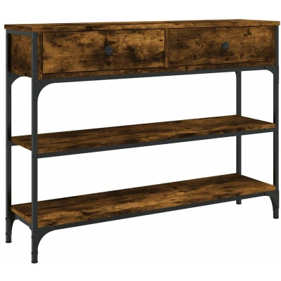 Image of vidaXL Console Table Smoked Oak 100x25x75 cm Engineered Wood