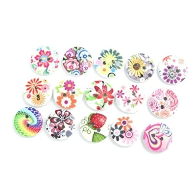 Image of NAMVO 100pcs 2 Holes Wood Print Sewing Button