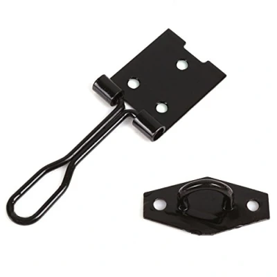 Image of 2X Black 75mm Wire Hasp &amp; Staple Latch/Lock for Cupboards/Hutches/Cages/Sheds