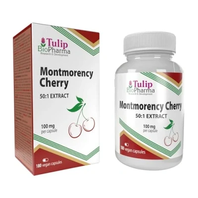 Image of Montmorency Cherry 5,000mg Equivalent (100mg of 50:1 Extract) 180 Vegan Capsules, 3rd Party Lab Tested, Natural Tart