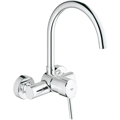 Image of Grohe 32667001 Concetto Single Handle Bathroom Sink Tap Wall Assembly
