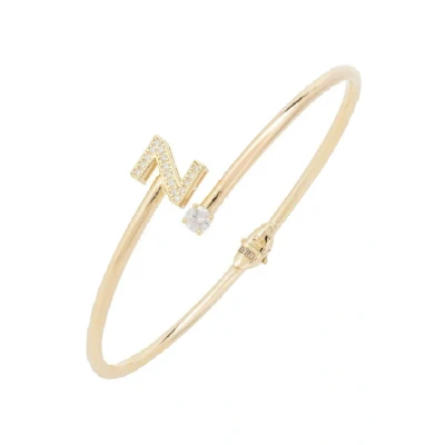 Image of Latelita Initial Bangle GOLD Z Bracelet, Women&#039;s, Size: One Size, Yellow
