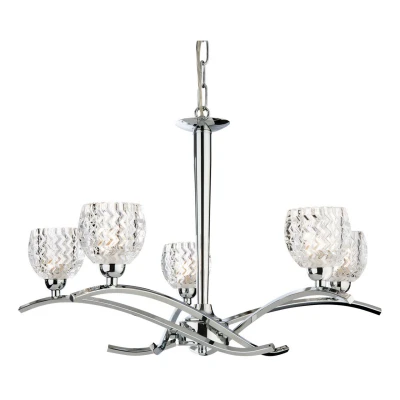 Image of Maple 5 Light Chandelier Chrome, Moulded Clear Glass, G9