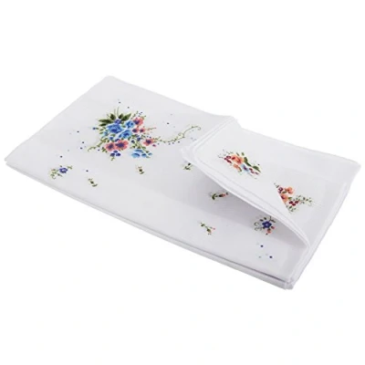 Image of Womens/Ladies Floral Cotton Rich Handkerchiefs (Pack Of 8) (One Size) (Line Burst)