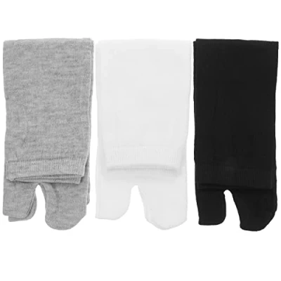 Image of ROSENICE Tabi Socks 3 Pairs Toe Sports Japanese Elastic (White + Grey Black), Black, White, Grey, 35/44, Black / White 35 44