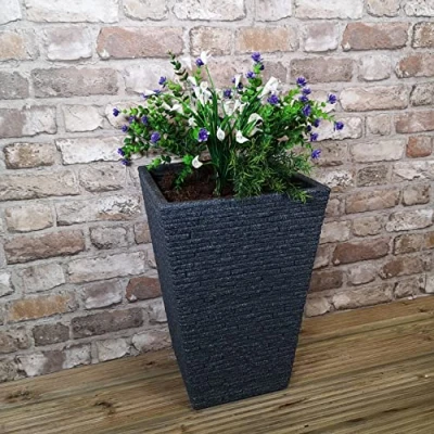 Image of Samuel ALEXANDER Tall Ash Coloured Slate Effect Square Garden Planter 30cm D x W 45cm H