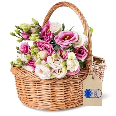 Image of Creative Home Small Wicker Basket with Handle 35 x 30 cm (+/ 1 cm) Shopping Lightweight Durable Easter Gift Fruit Natural Brown