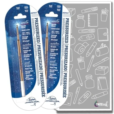 Image of Fisher Space Pen Refill Blue Ink 1,2,3 Fine, Medium or Broad Refills, Pressurised Refills Writes Underwater, on Wet Paper, Grease and Upside Down! (2, Fine)