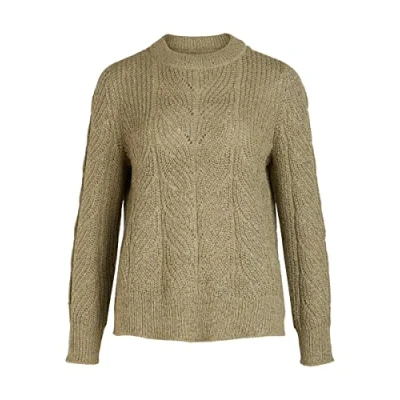 Image of Object Women&#039;s Objnova Stella L/S Knit Pullover Noos Sweater, Sage/Detail: Melange, M