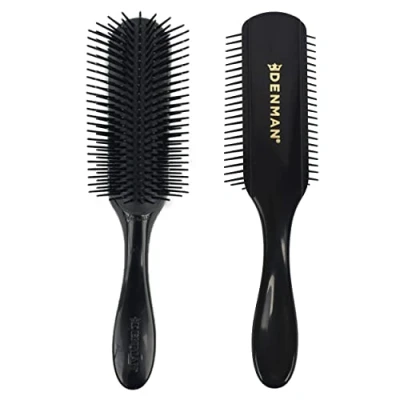 Image of Denman Curly Hair Brush D4 (All Black) 9 Row Styling For Styling, Smoothing Longer and Defining Curls Women Men