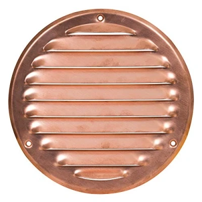 Image of Copper Round Air Ventilation Grille 125mm / 164mm with Insect Protection Fly Screen Flat Duct Cover