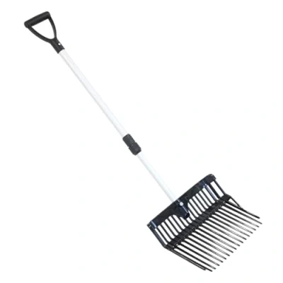 Image of Oypla Coco Equestrian Horse Bedding Manure Mucking Out Stable Fork with Telescopic Handle