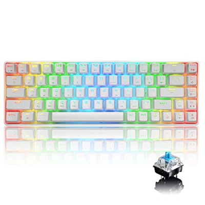 Image of 60% Mechanical Gaming Keyboard Type C Wired 68 Keys LED Backlit USB Waterproof Apex Pro illuminated 18 Chroma RGB Lighting Backlight Anti ghosting for Gamers and Typists (Blue Switch)