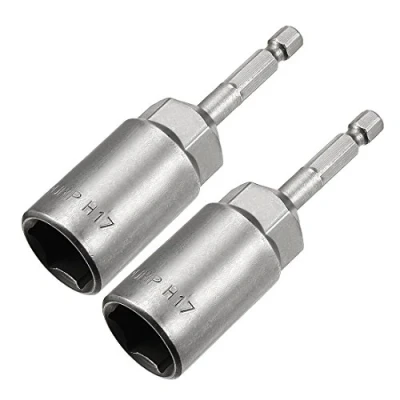 Image of Sourcingmap 2 Pcs 1/4&quot; Quick Change Hex Shank 17mm Nut Setter Driver Drill Bit, 80mm Length, Metric No Magnetic