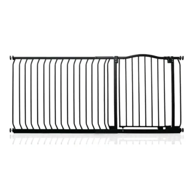 Image of Safetots Curved Top Safety Gate, 171cm 180cm, Matt Black, Pressure Fit Stair Baby Gate for Doors Hallways and Spaces, Barrier, Easy Installation