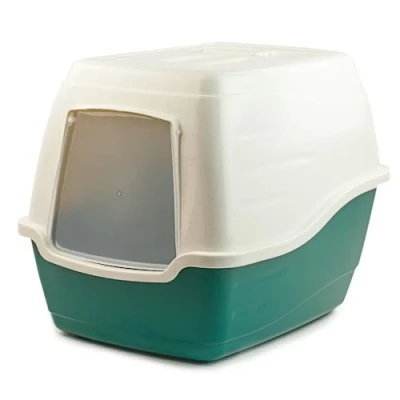 Image of KCT Enclosed Hooded Large Cat Litter Box/Tray/Pet Loo Green