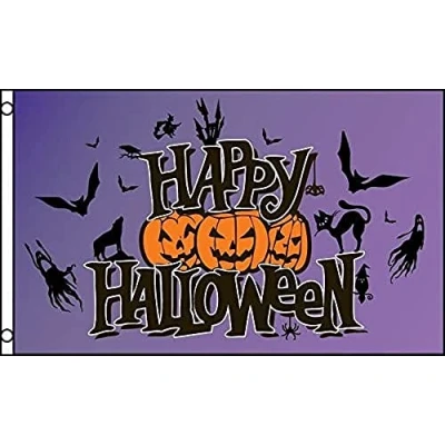 Image of AZ Flag Happy Halloween Purple 3&#039; x 5&#039; party flags 90 150 cm Banner 3x5 ft