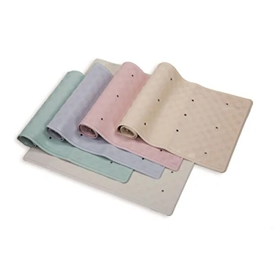 Image of Blue Canyon Nonslip Antibacterial Rubber Bath Mats, Quick Dry Rug with Suction Pads &amp; Drain Holes, Mould Resistant Bathroom Accessory, Durable Runner 34 x 74 cm Pink
