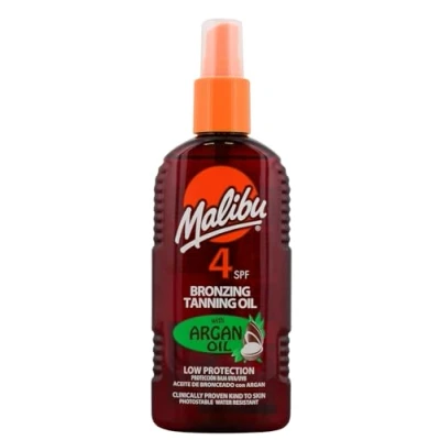 Image of Malibu Sun SPF 4 Bronzing Tanning Oil With Argan Oil, Low Protection, Water Resistant, 200ml